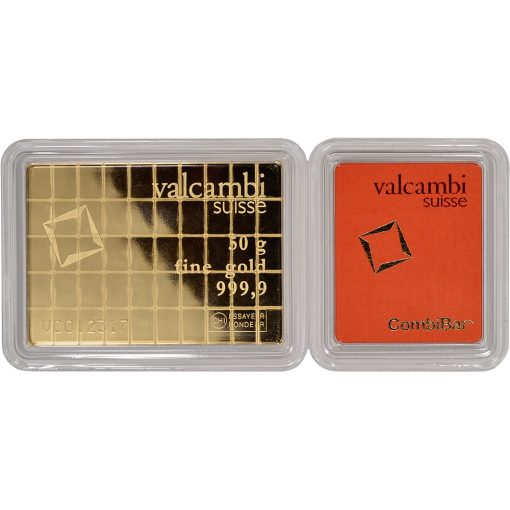 【Backorder】(New) Swiss Valcambi 1 gram 24K Gold Bar CombiBar™ .9999【50 Bars】