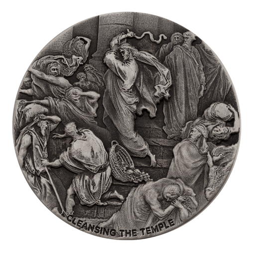 2022 (New) Biblical Series Cleansing the temple Silver 2 oz Antique Proof Coin - Image 2