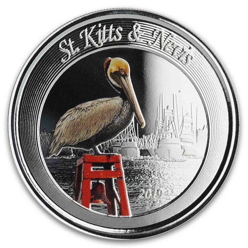 2019 (New) St. Kitts & Nevis Pelican Silver 1 oz Color Proof Coin - Image 2