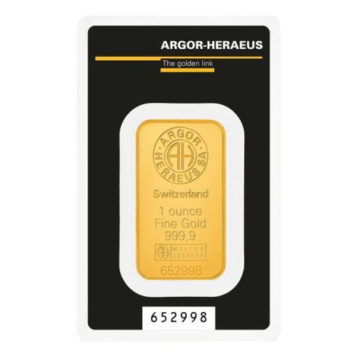 【Backorder】(New) Swiss 1 oz Argor Heraeus .9999 Gold Minted Bar