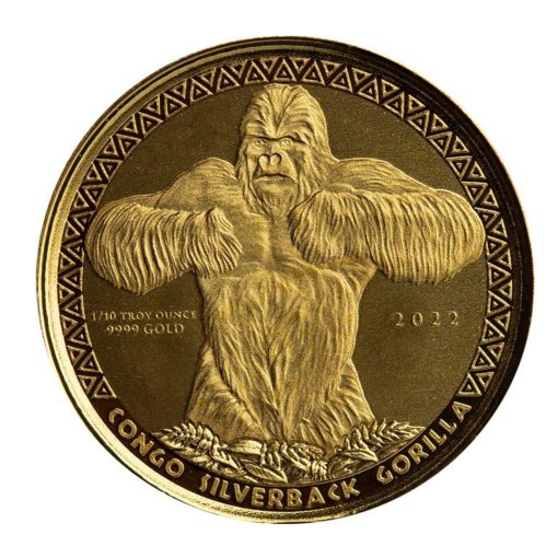 2022 (New) Congo Silverback Gorilla Gold 1/10 oz Proof Coin