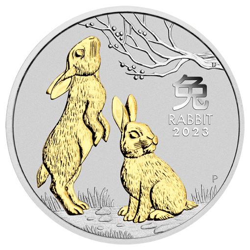 2023 (New) Australian Year of the Rabbit Lunar Silver 1 oz Gilded Coin