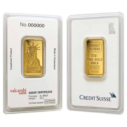 【3 Day Ship】(New) Credit Swiss Statue of Liberty Gold 20 gram Bar