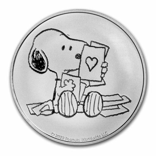 2023 (New) Peanuts Snoopy Valentine's Day Cards Silver 1 oz Coin