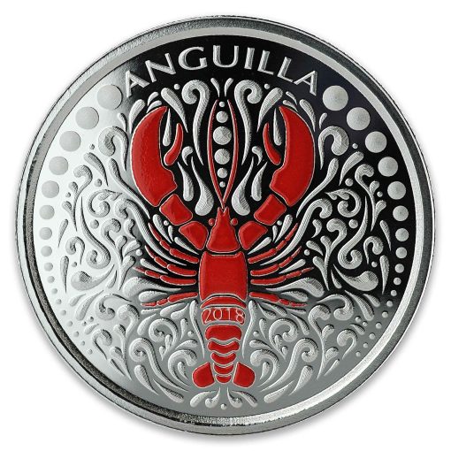 2018 (New) Anguilla Caribbean Lobster Silver 1 oz Colored Coin