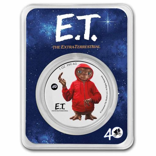 2022年 (新品) ニウエ「E.T. イーティー 40周年」純銀 1オンス カラー 銀貨