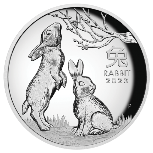 2023 (New) Australian Year of the Rabbit Lunar Silver 1 oz High Relief Proof Coin