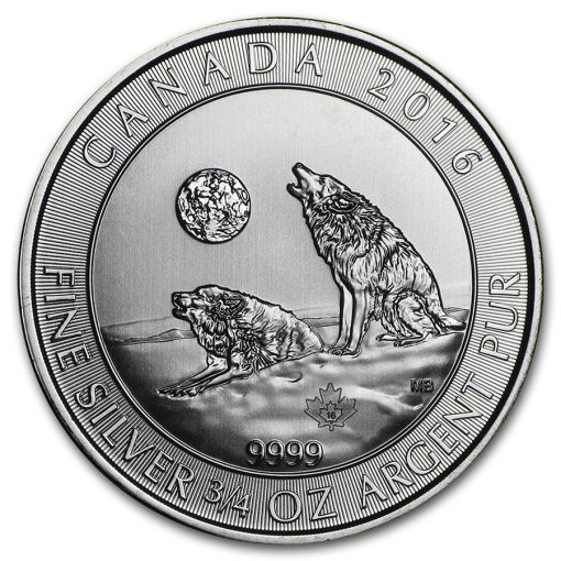 2016 (New) Canadian Grey Wolf 3/4 oz  $2 Silver Coin