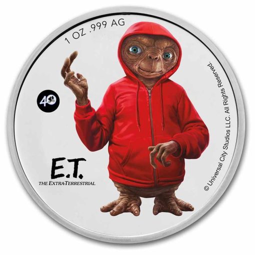 2022年 (新品) ニウエ「E.T. イーティー 40周年」純銀 1オンス カラー 銀貨 - 画像 (3)