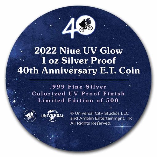 2022年 (新品) ニウエ「E.T. イーティー 40周年」純銀 1オンス プルーフ 銀貨 - 画像 (6)