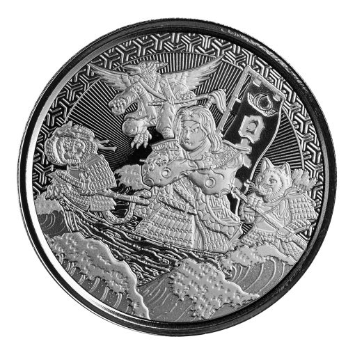 2021年 (新品) サモア「桃太郎 鬼ヶ島へ向かう・浮世絵風」純銀 1オンス 銀貨