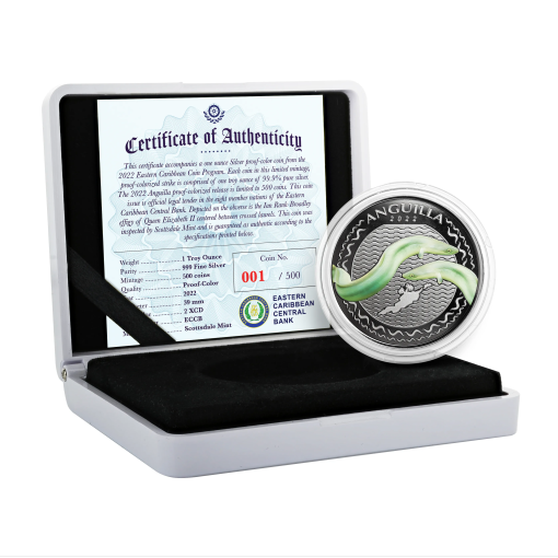 2022 (New) Anguilla Eel Silver 1 oz Color Coin - Image 4