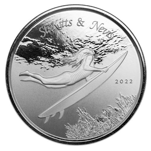 2022 St. Kitts & Nevis Underwater Surfer Silver 1 oz coin