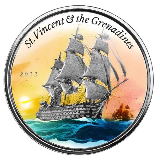 2022 (New) St. Vincent & the Grenadines War Ship Silver 1 oz Color Proof Coin - Image 2