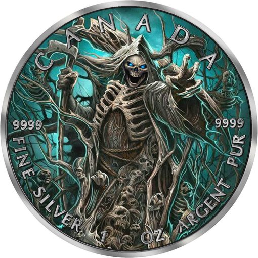 2023 (New) Canada Grim Reaper Maple Leaf 1 oz Color Proof Coin - Image 2