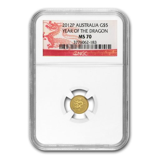 2012年 (新品) オーストラリア「干支 十二支・辰年 龍年」純金 1/20オンス NGC MS70  金貨