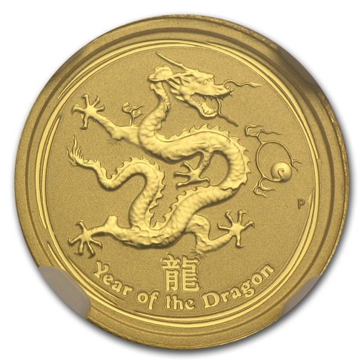 2012年 (新品) オーストラリア「干支 十二支・辰年 龍年」純金 1/20オンス NGC MS70  金貨 - 画像 (2)