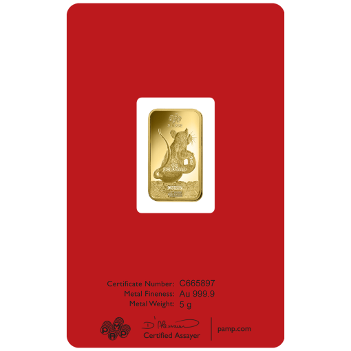 2020 (New) Pamp Swiss Lunar Year of the Rat Gold 5 Grams Bar - Image 2