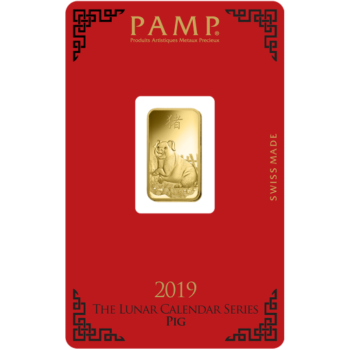 2019 (New) Pamp Swiss Lunar Year of the Pig Gold 5 Grams Bar