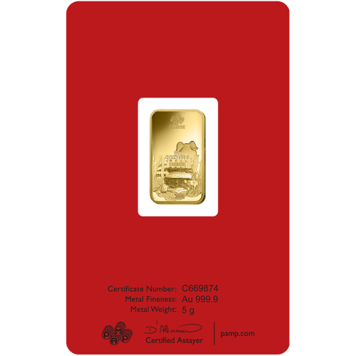 2019 (New) Pamp Swiss Lunar Year of the Pig Gold 5 Grams Bar - Image 2