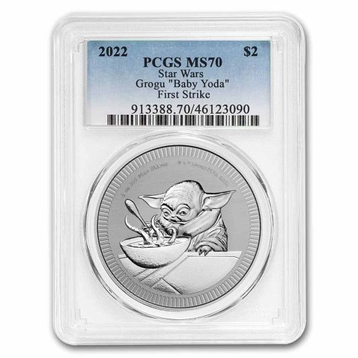 2022年 (新品) ニウエ「スターウオーズ・ベイビーヨーダ」純銀 1オンス 銀貨 PCGS MS70