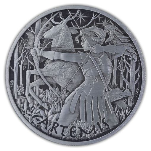 2023 (New) Tuvalu Gods of Olympus Artemis Silver 1 oz Antique Coin