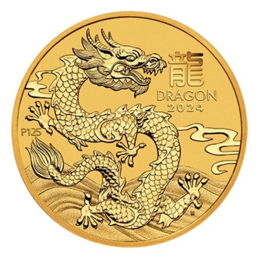 【3 Day Ship】2024 (New) Australian Year of the Dragon Lunar Gold 1 oz Coin