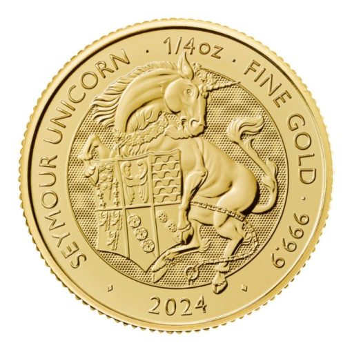 【3 Day Ship】2024 (New) Great Britain The Royal Tudor Beast The Seymour Unicorn Gold 1/4 oz Coin