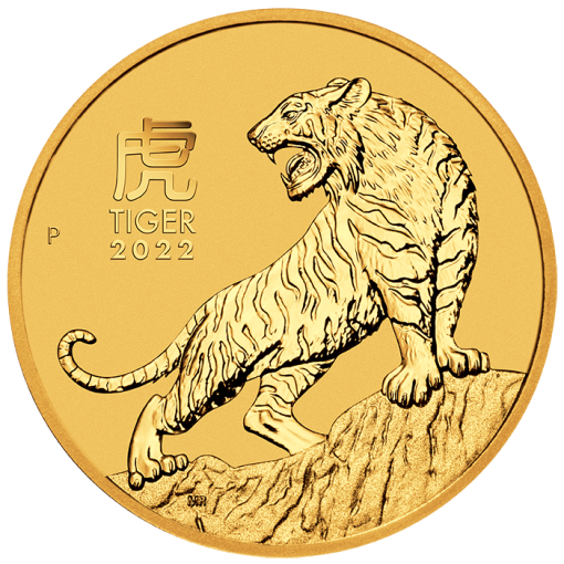 2022 (New) Australia Lunar Series Year of the Tiger Gold 1/20 oz Coin