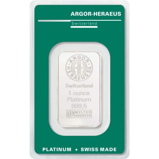 【Backorder】(New) Swiss Argor Heraeus Platinum 1 oz Bar