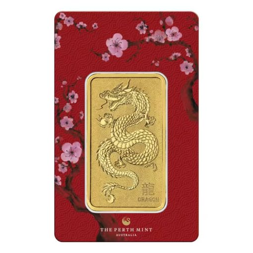 【3 Day Ship】(New) Australia Perth Mint Lunar Dragon Gold 1 oz Bar