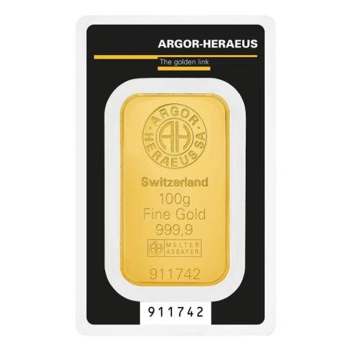 【Backorder】(New) Swiss Argor Heraeus Gold 100 gram Kine Bar