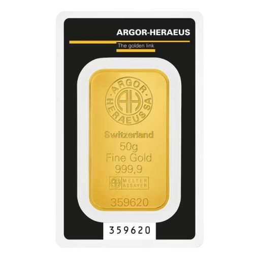 【Backorder】(New) Swiss Argor Heraeus Gold 50 gram Bar