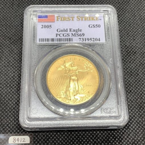 【3日以内に発送】2005年 (新品) アメリカ「イーグル」純金 1オンス 金貨 PCGS MS69 (ファーストストライク) #8412