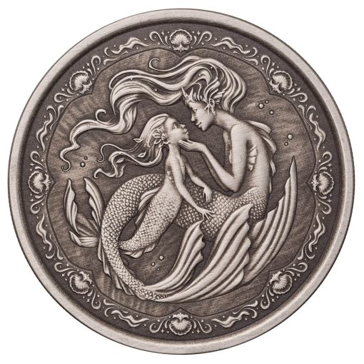 2023 (New) Samoa Pacific Mermaid Mother & Daughter Silver 1 oz Antique Coin