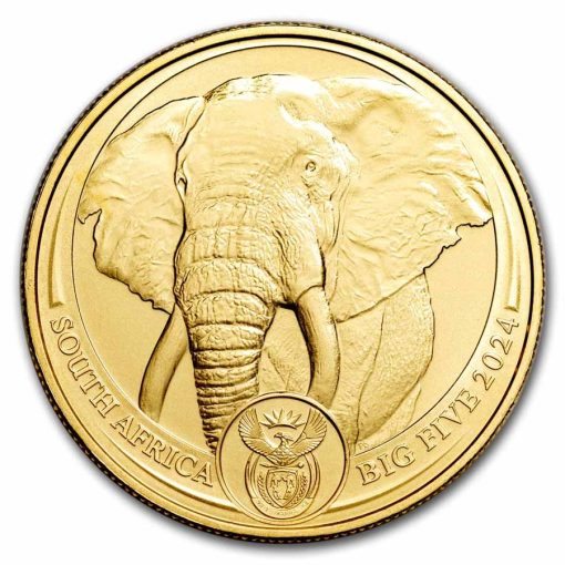 【3 Day Ship】2024 (New) South Africa Big Five Elephant Gold 1 oz Coin