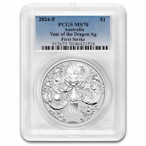 2024 (New) Australian Lunar Year of the Dragon Silver 1 oz Coin PCGS MS70 (FirstStrike)