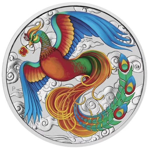 2022 Australia Myths and Legends Phoenix Silver 1 oz Vivid Color Coin