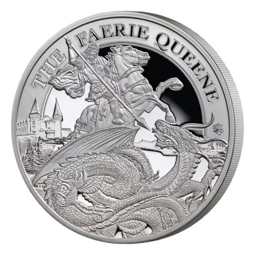 2024 (New) St. Helena Faerie Queene Redcrosse And The Dragon Silver 1 oz Proof Coin - Image 2