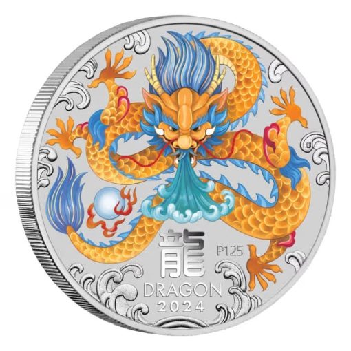 2024年 (新品) オーストラリア「干支 十二支・辰年 龍年」純銀 1オンス カラー 銀貨 - 画像 (3)