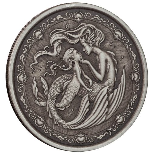 2023 (New) Samoa Pacific Mermaid Mother & Daughter Silver 1 oz Antique Coin - Image 3