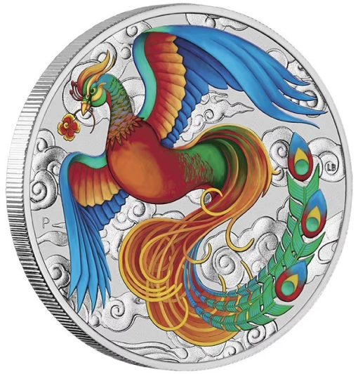 2022 Australia Myths and Legends Phoenix Silver 1 oz Vivid Color Coin - Image 3