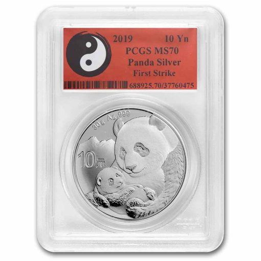 2019年 (新品) 中国「パンダ」純銀 30グラム 銀貨 MS70 PCGS (ファーストストライク)