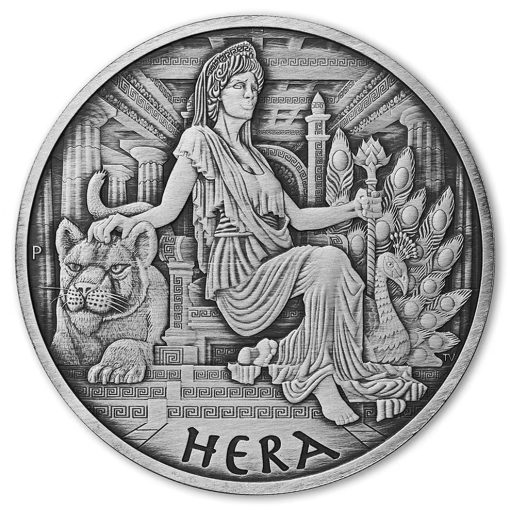 2022 (New) Tuvalu Gods of Olympus Hera Silver 1 oz Antique Coin