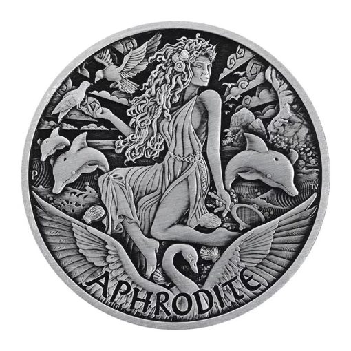 2022 (New) Tuvalu Gods of Olympus Aphrodite Silver 1 oz Antique Coin