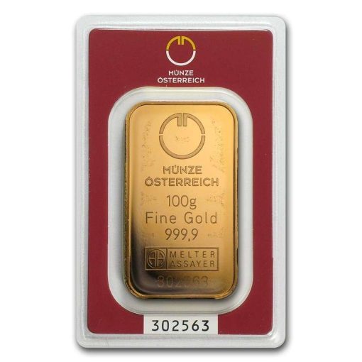 【Backorder】(New) Austrian Mint Gold 100 gram Bar