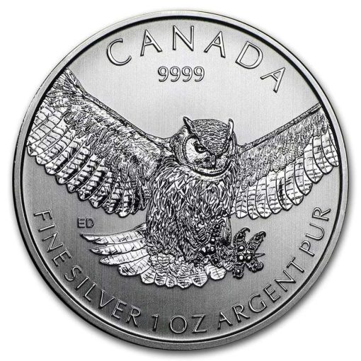 2015 (New) Canadian Great Horned Owl Birds Of Prey Series Silver 1 oz Coin