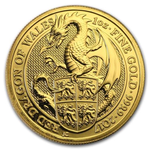 【3 Day Ship】2017 (New) Great Britain Queens Beast The Dragon Gold 1 oz Coin