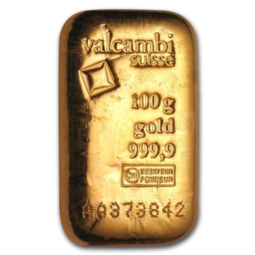 【Backorder】(New) Swiss Valcambi Gold 100 gram Cast Bar