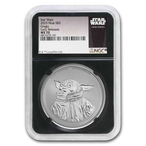 2023 (New) Niue Star Wars Grogu Baby Yoda Silver 1 oz Coin NGC MS70